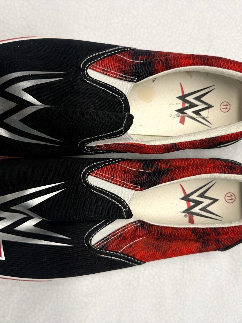 WWE Men's Slip-On Canvas Shoes in Black and Red Size 11